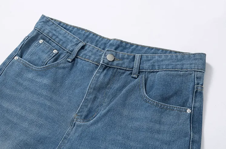 RT No. 11510 BLUE DISTRESSED STRAIGHT DENIM JEANS