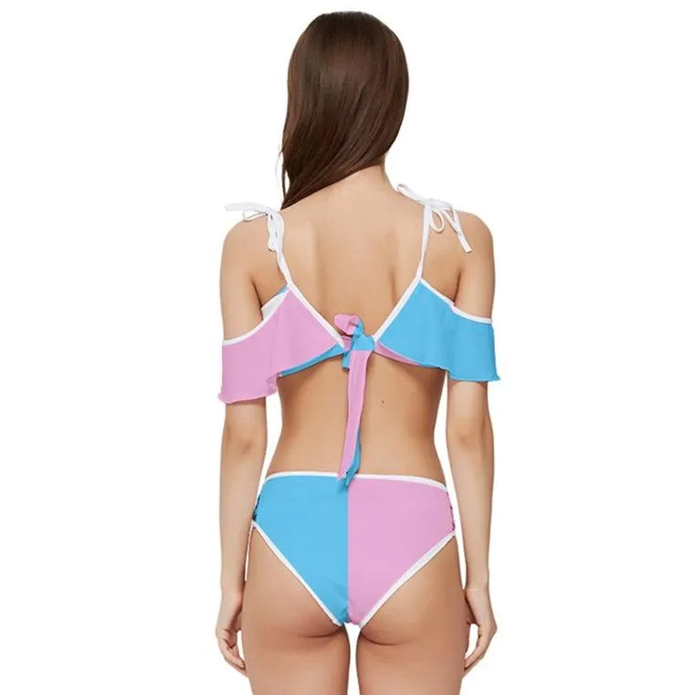 Ruffle Edged Tie-Up Bikini-Set