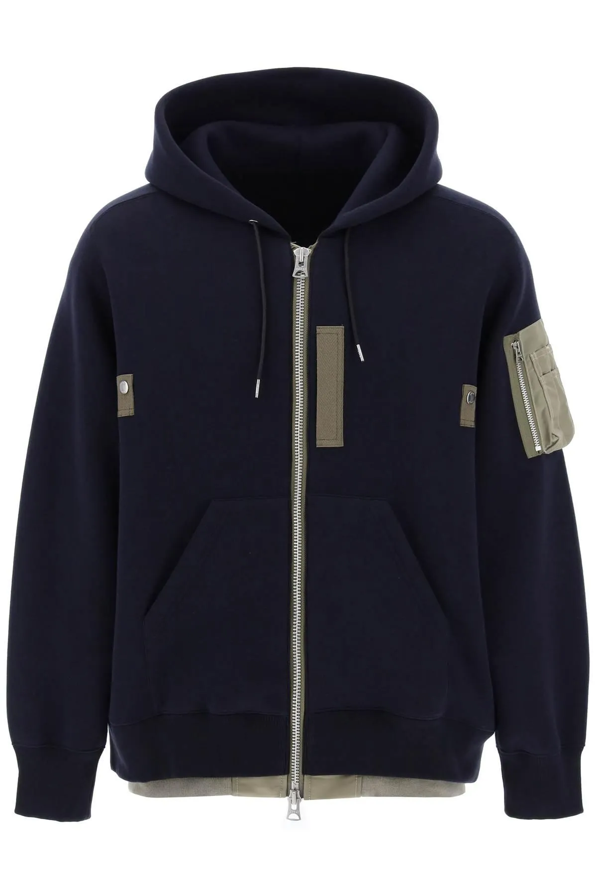 Sacai    Sacai Full Zip Hoodie With Contrast Trims