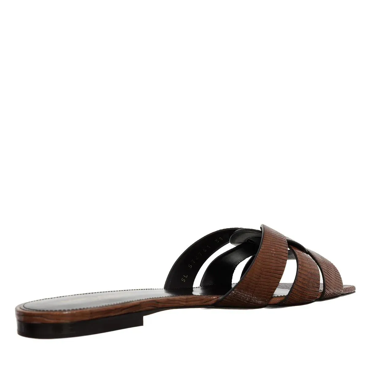 Saint Laurent  Tribute Mules In Lizard Almond Brown