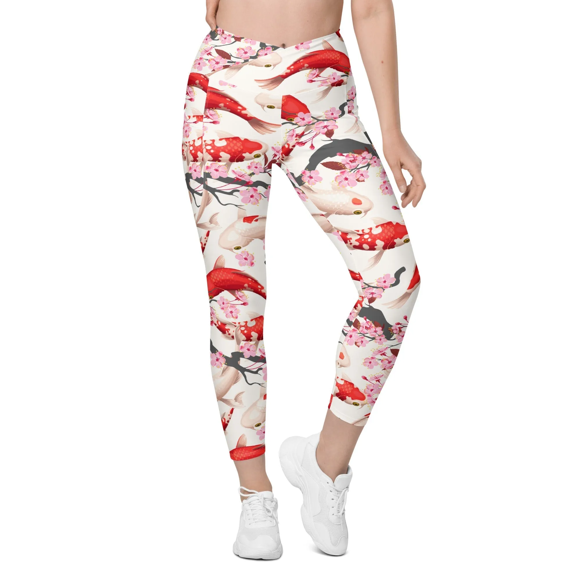 Sakura Koi Crossover Leggings With Pockets