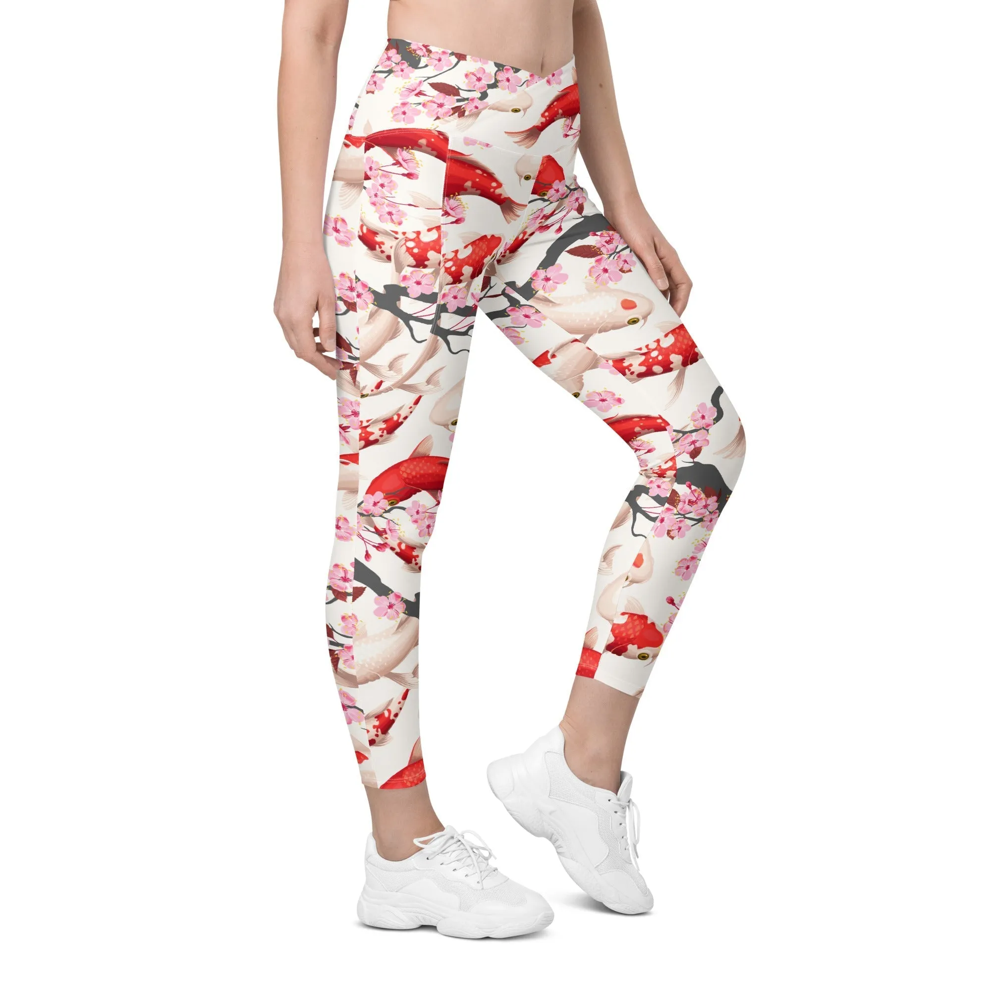 Sakura Koi Crossover Leggings With Pockets