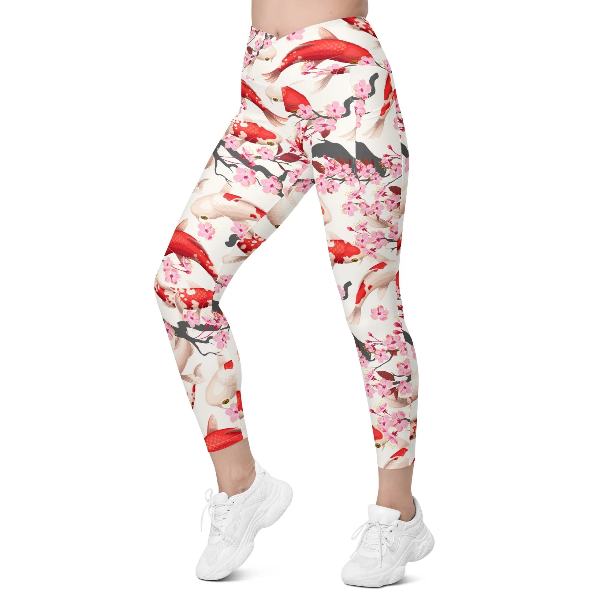 Sakura Koi Crossover Leggings With Pockets