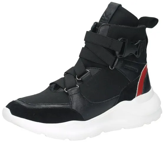 SANSIBAR sneakers alte da donna con suola removibile scarpe in vera pelle con chiusura con fibbia 1063983 nero