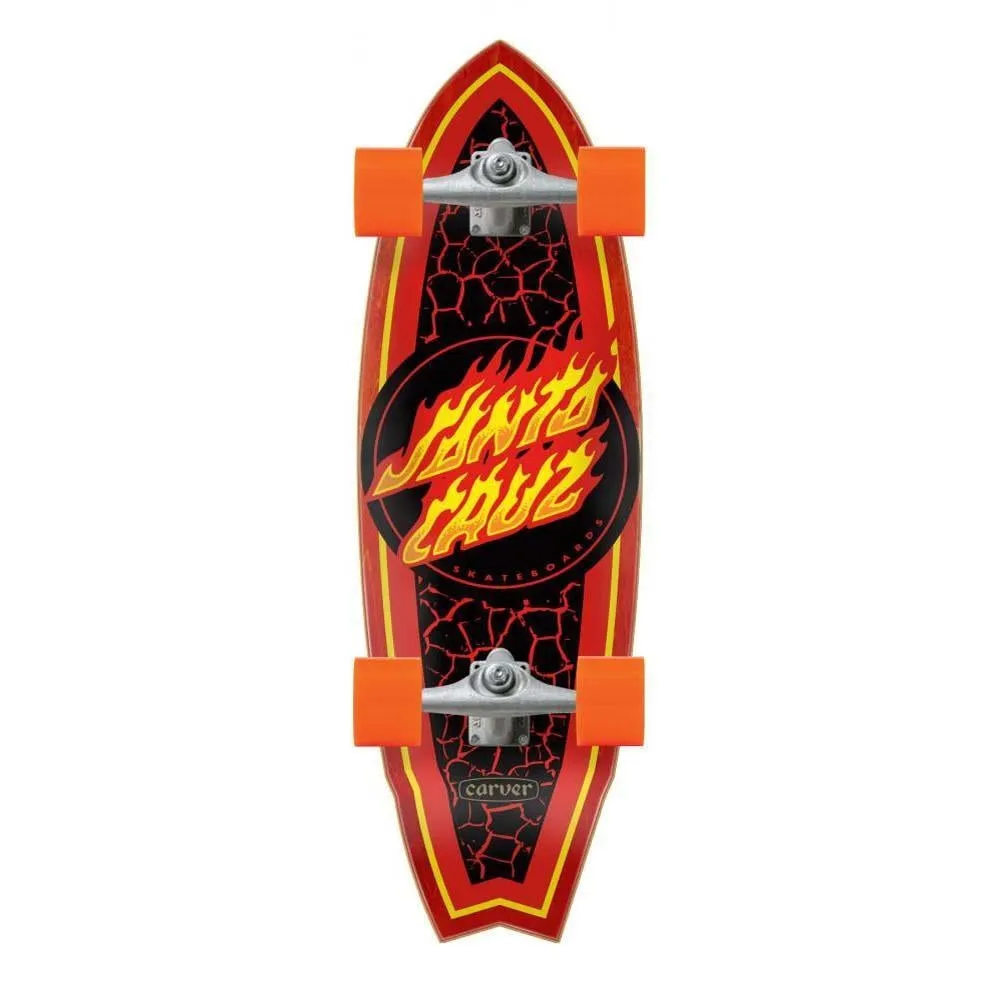 Santa Cruz Surf Skate Factory Complete Skateboard Flame Dot Shark Multi 9.85 x 31.52