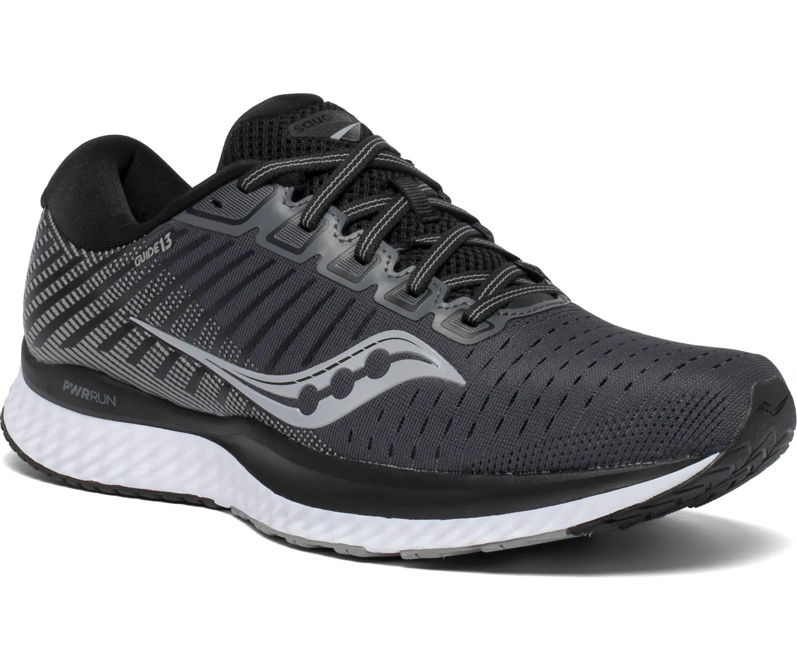 Saucony Mens Guide 13 Running Shoe- Black/White
