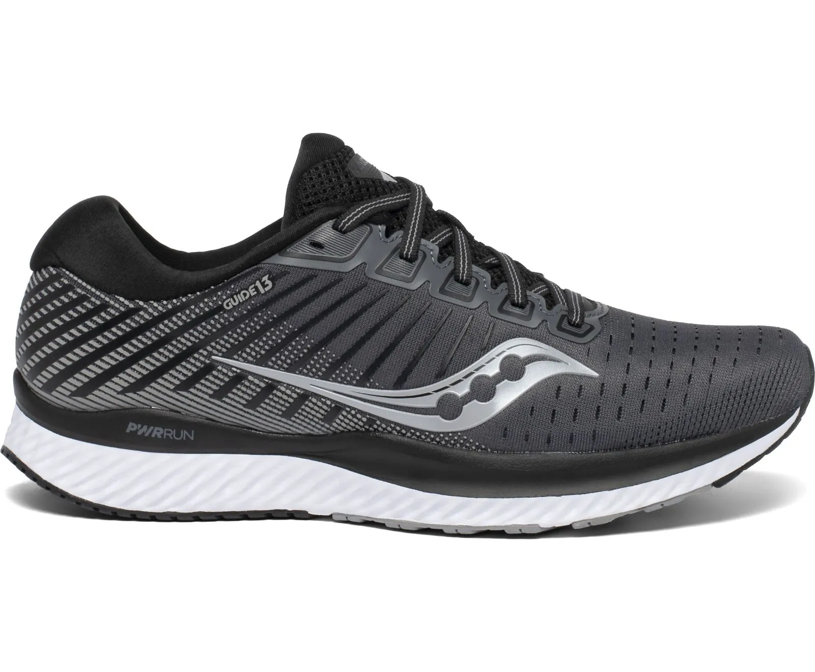 Saucony Mens Guide 13 Running Shoe- Black/White