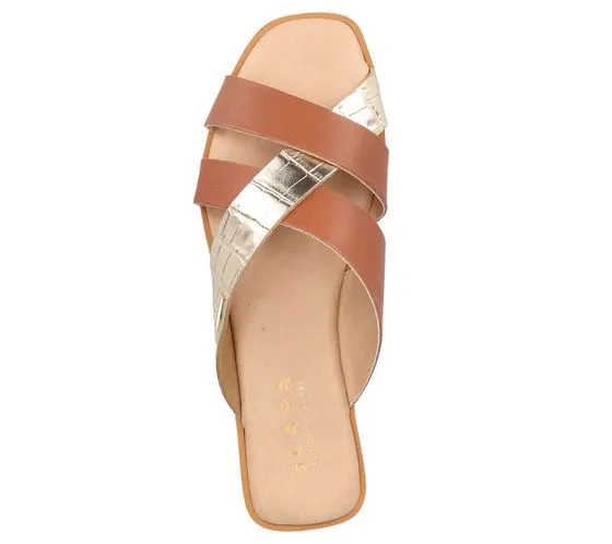 SCAPA Pantoufles en Cuir Véritable pour Femmes Mules Chaussures d Été Chaussures à Enfiler Fabriquées en Italie 1079755-42 Marro