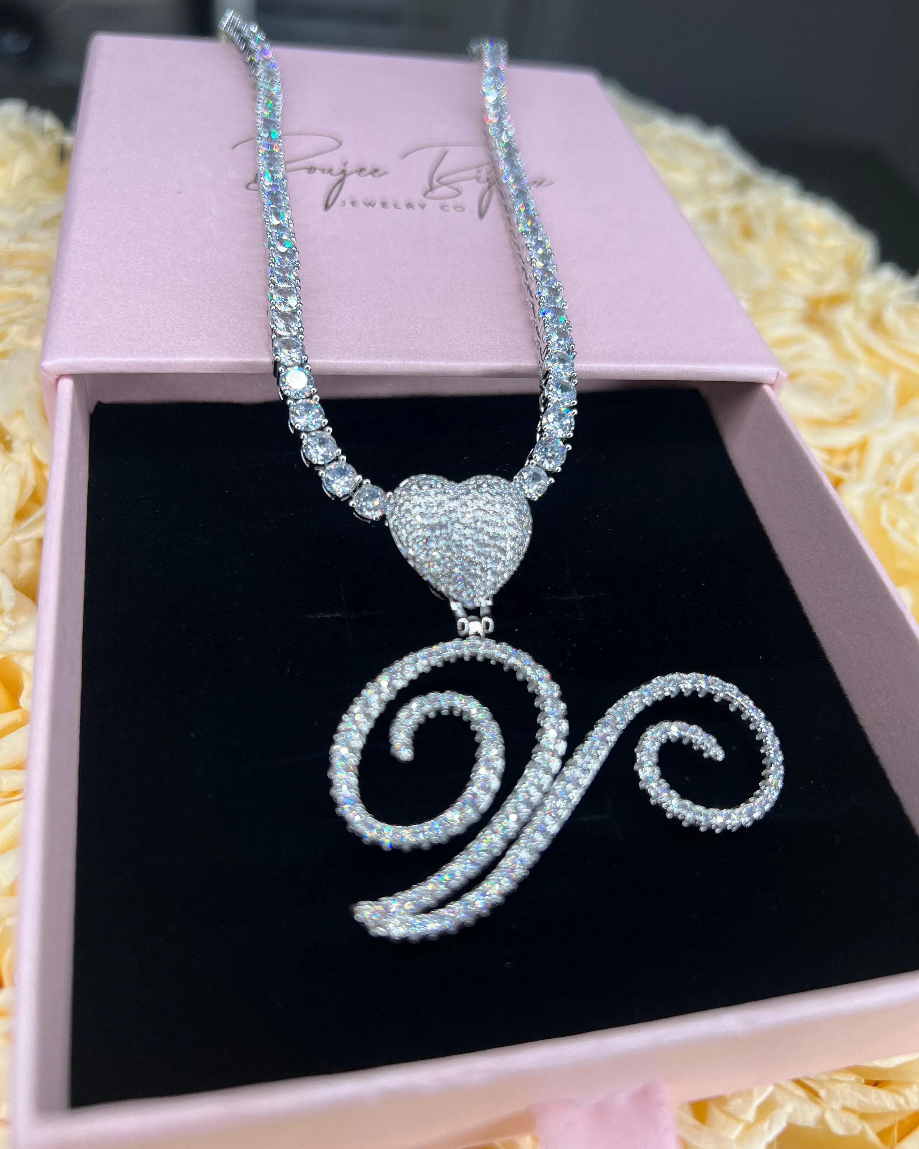 Script Initial Heart Tennis Chain