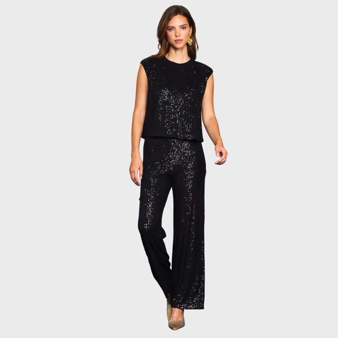 Sequin Bubble Muscle Tank (Black)