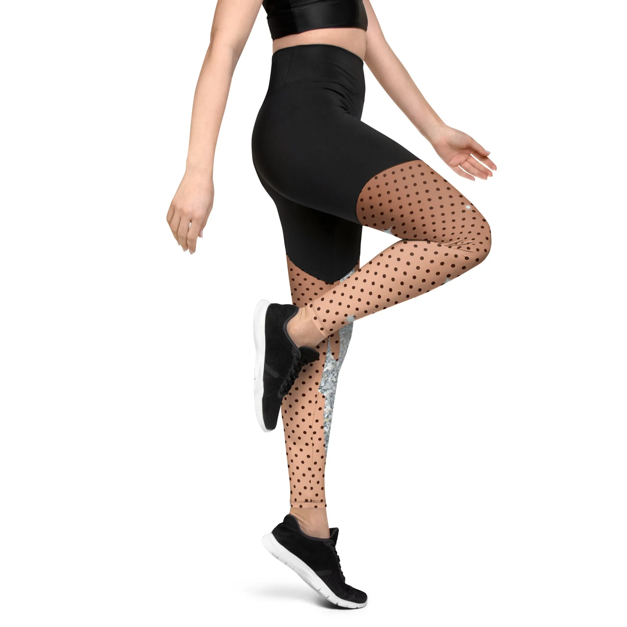 Sequin Print Mesh Compression Leggings