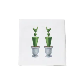 ----------Set of 4 Illustrated Topiary Cocktail Napkins---------