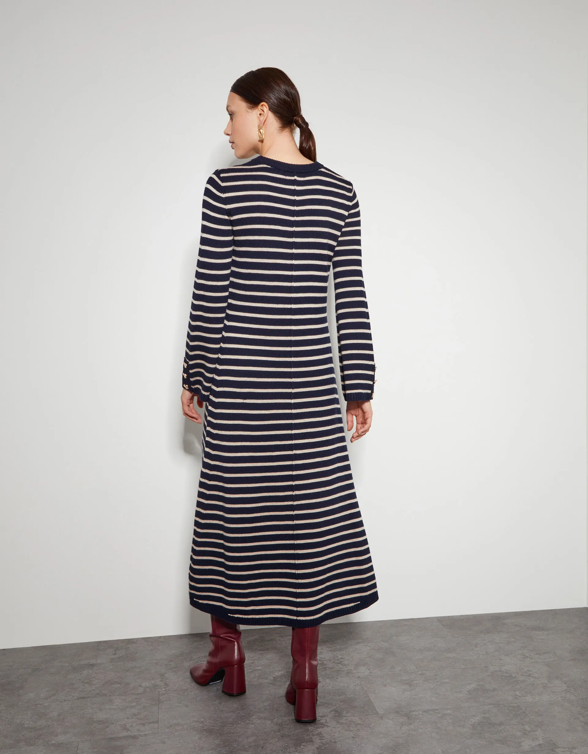 Shaw Stripe Midi Jumper Dress Blue