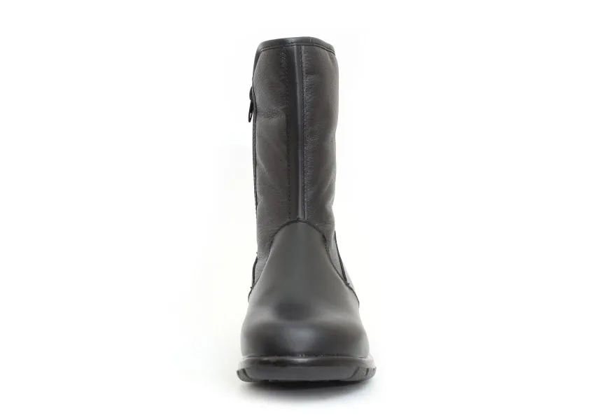 Shield Black Leather Mid-Calf Winter Boot