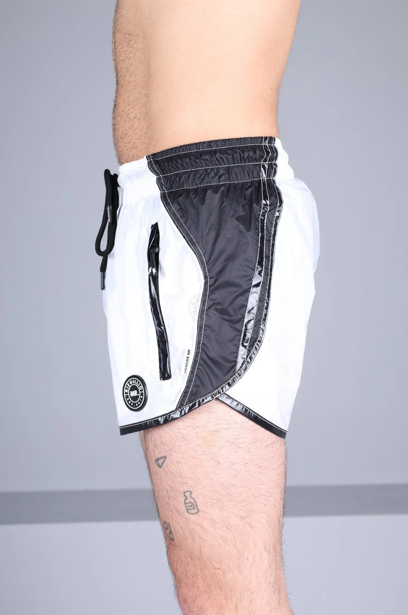 Shiny Nylon 24 Tracksuit Mini Short - White