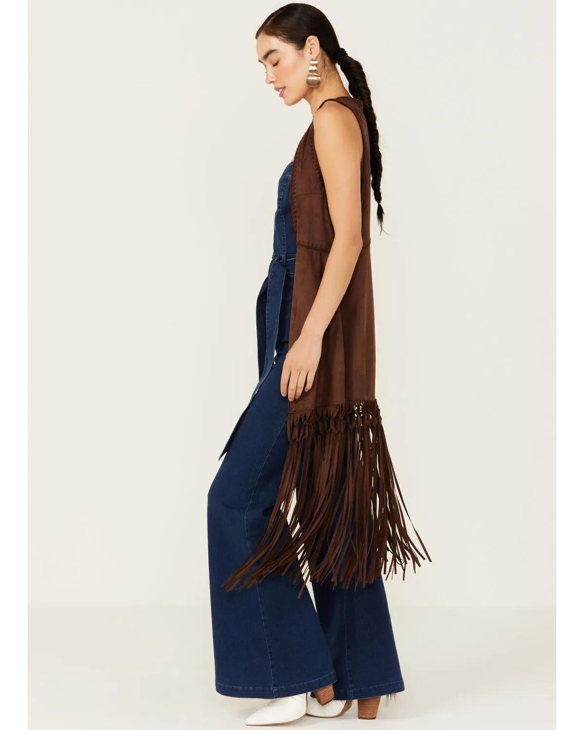 Shyanne Women's Faux Suede Long Fringe Vest