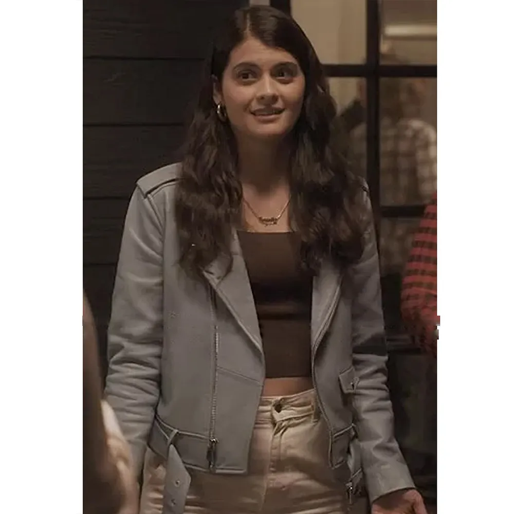 Single Drunk Female Sofia Black-D’Elia Blue Leather Jacket