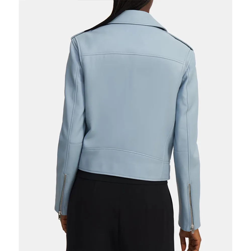 Single Drunk Female Sofia Black-D’Elia Blue Leather Jacket