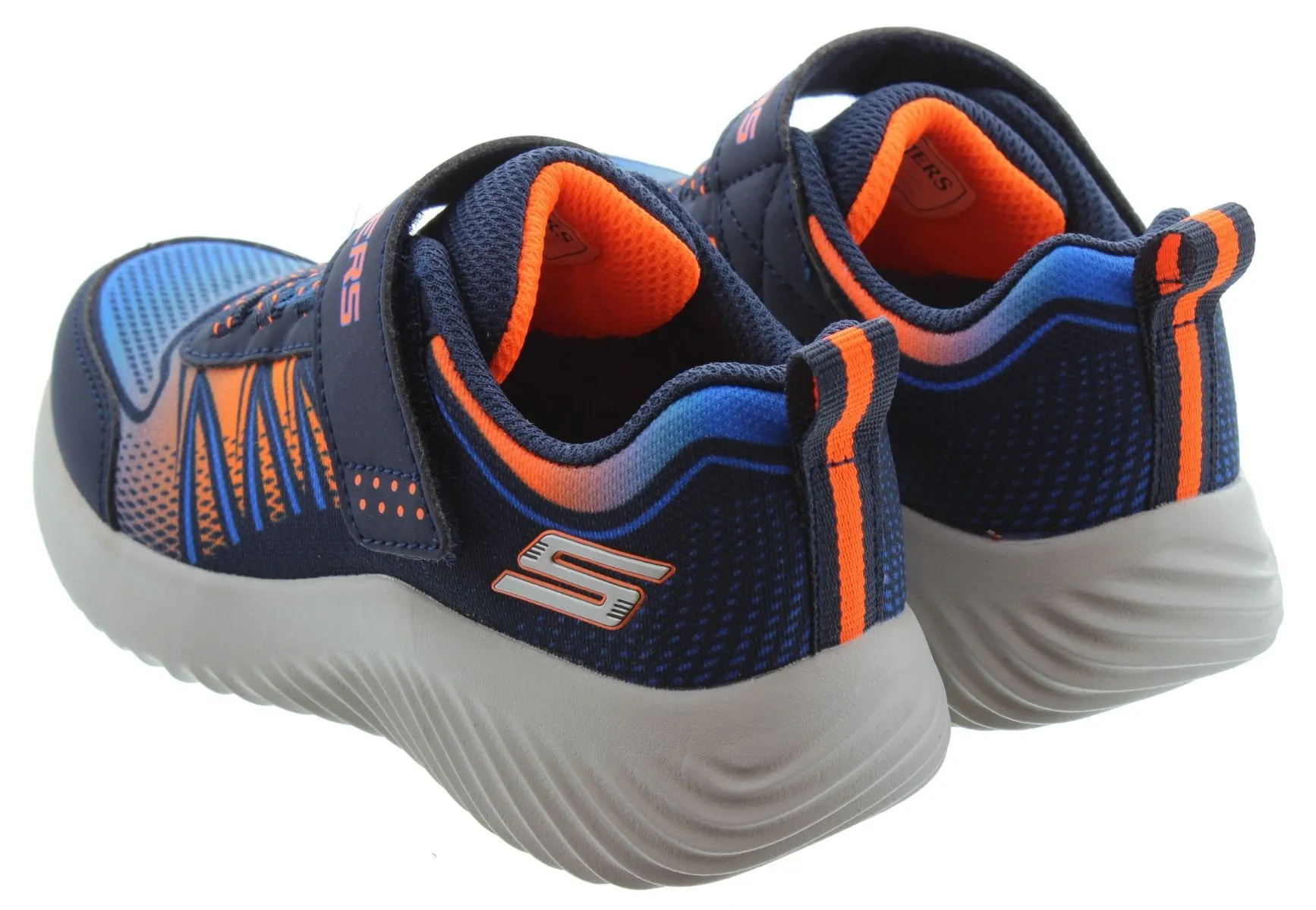 SKECHERS Kids 403737L Bounder Velcro Trainers in Navy/ Orange