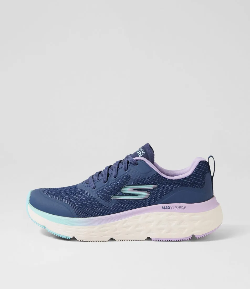 SKECHERS Max Cushioning Due Navy Lavender Fabric Sneakers