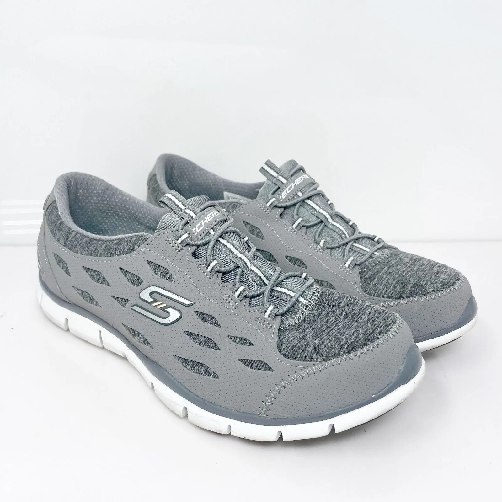 Skechers Womens Gratis Full Circle 22605 Gray Casual Shoes Sneakers Size 6