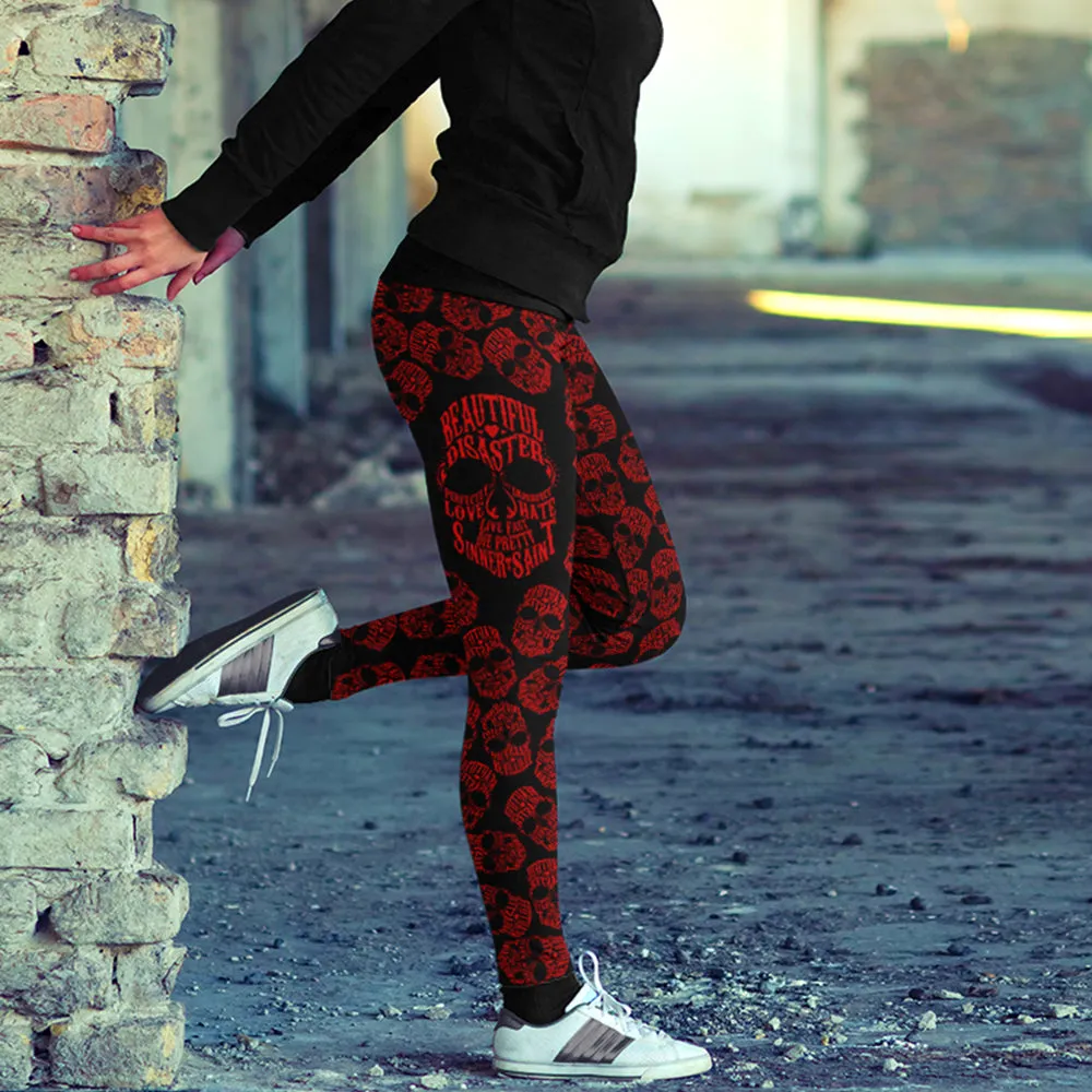 Skull Leggings Red