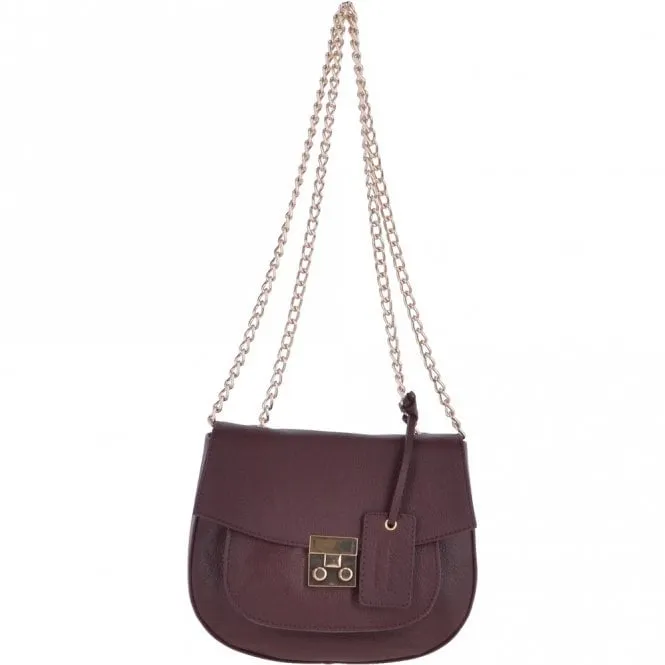 Small Cross Body Bag With Chain Strap Burgundy – 61637