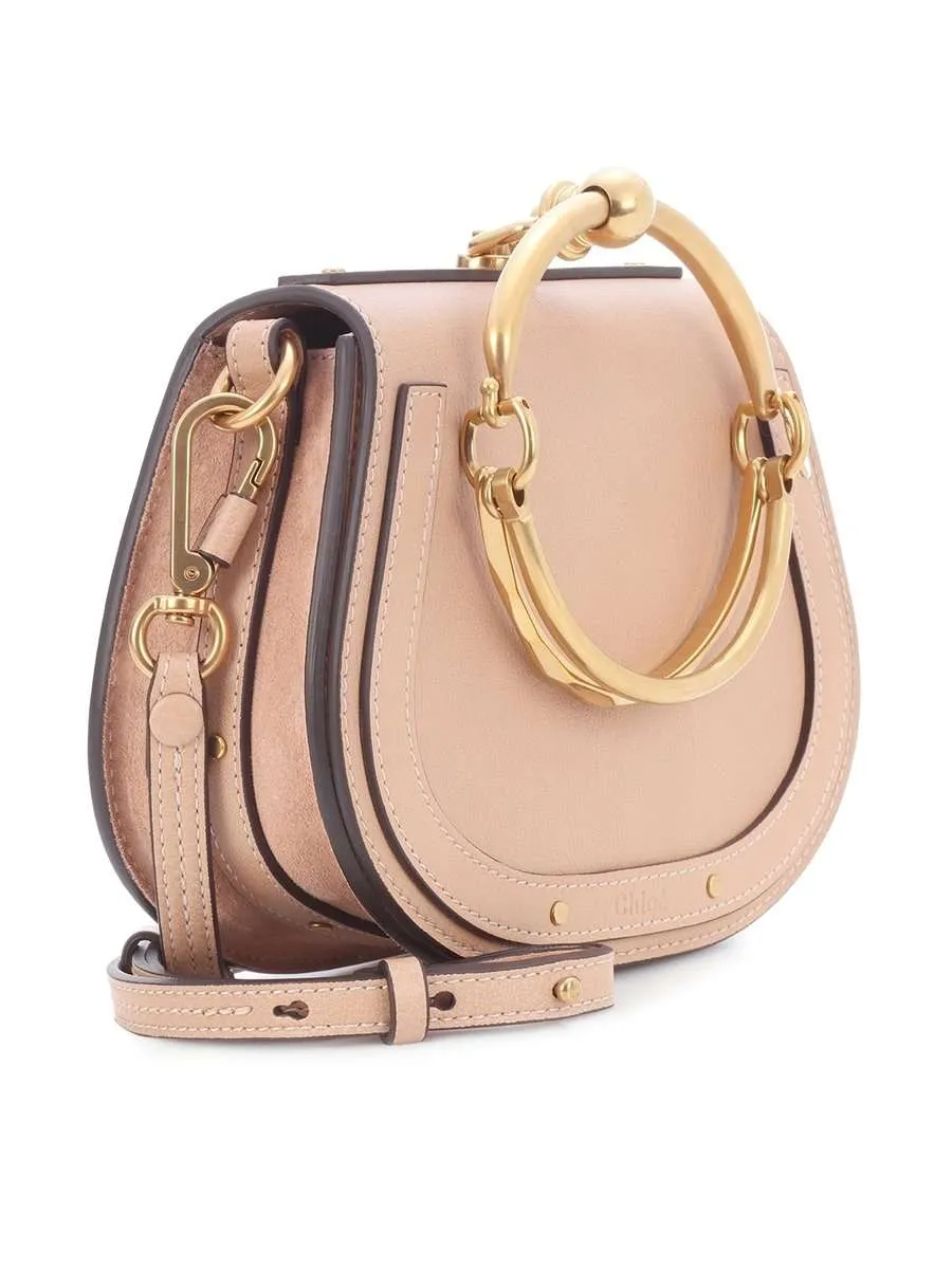 Small Nile Biscotti Beige Leather & Suede Bracelet Bag
