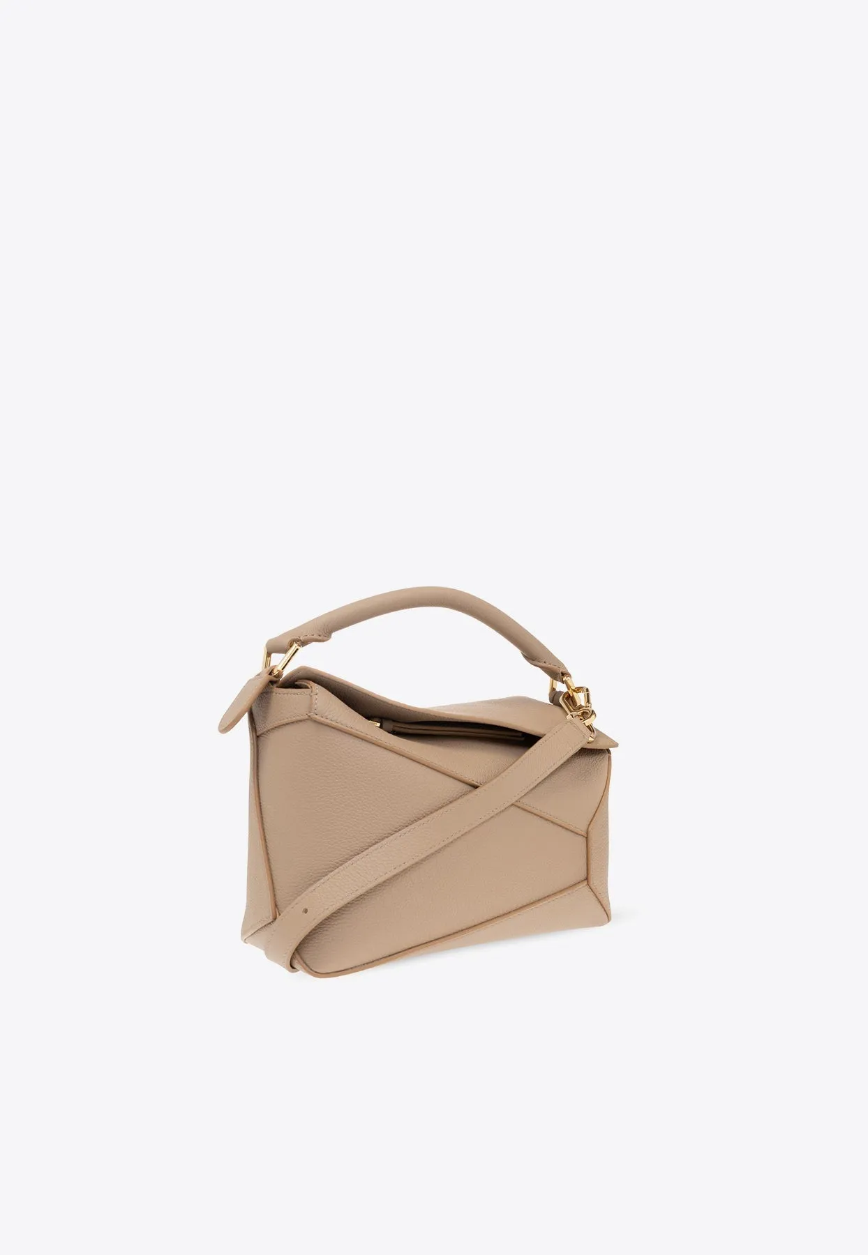 Small Puzzle Leather Top Handle Bag