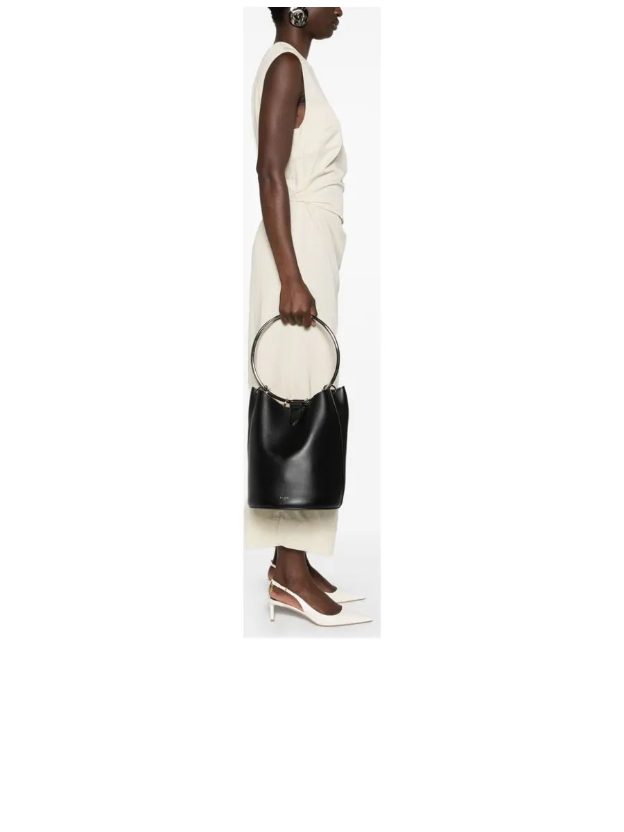 Smooth Grain Ring Hardware Shoulder Bag