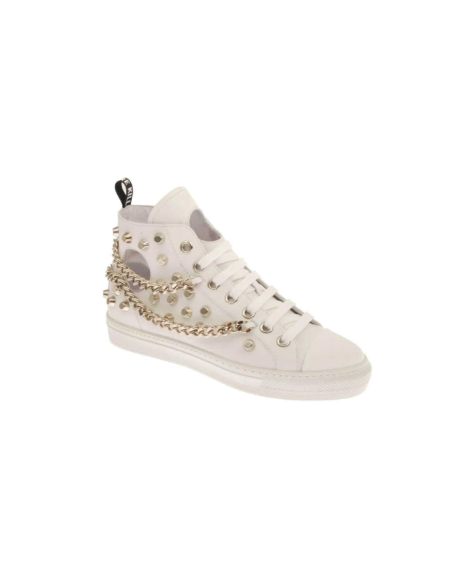 Sneakers alla caviglia con dettagli metallici e catena
