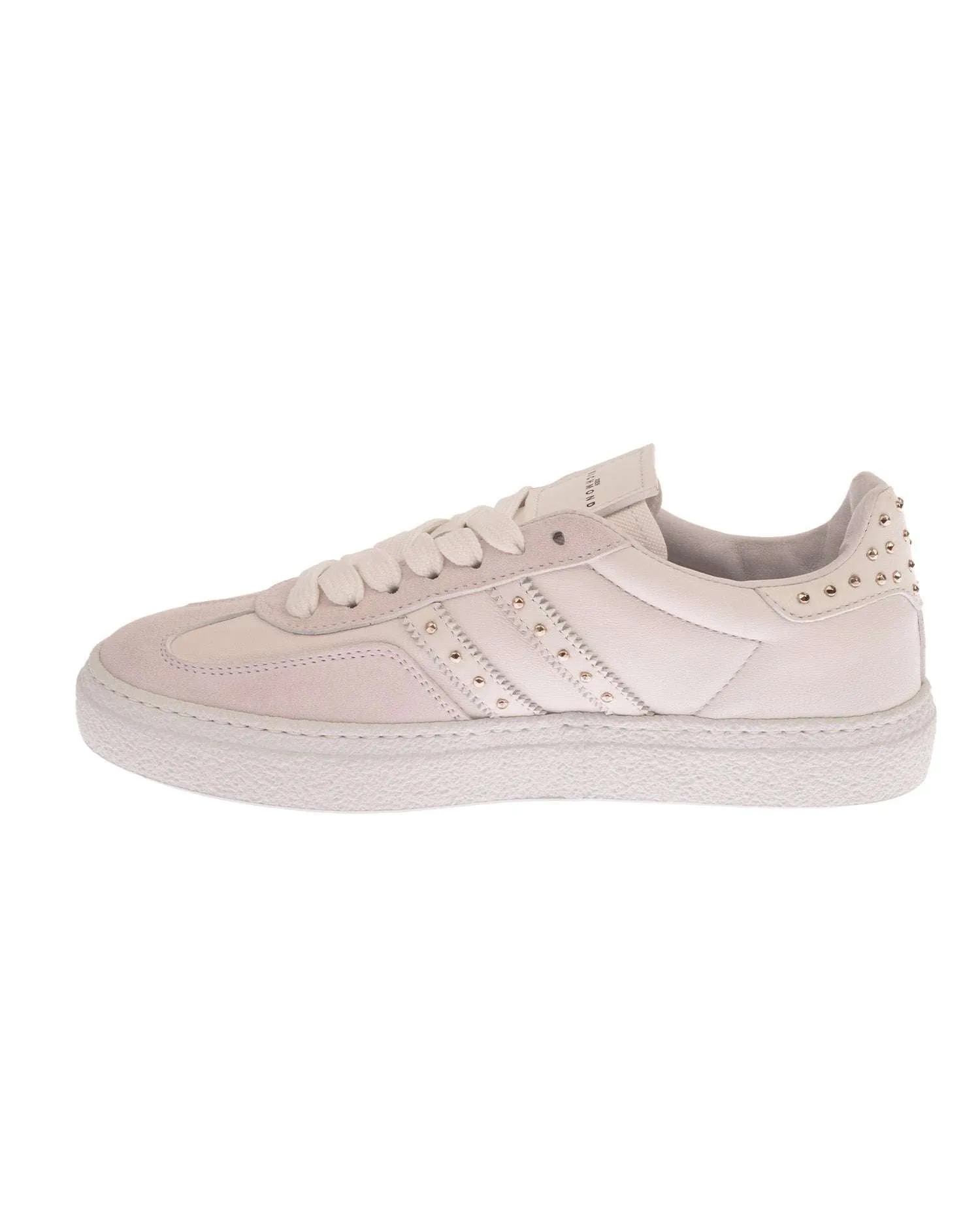 Sneakers in pelle con bande laterali e borchiette