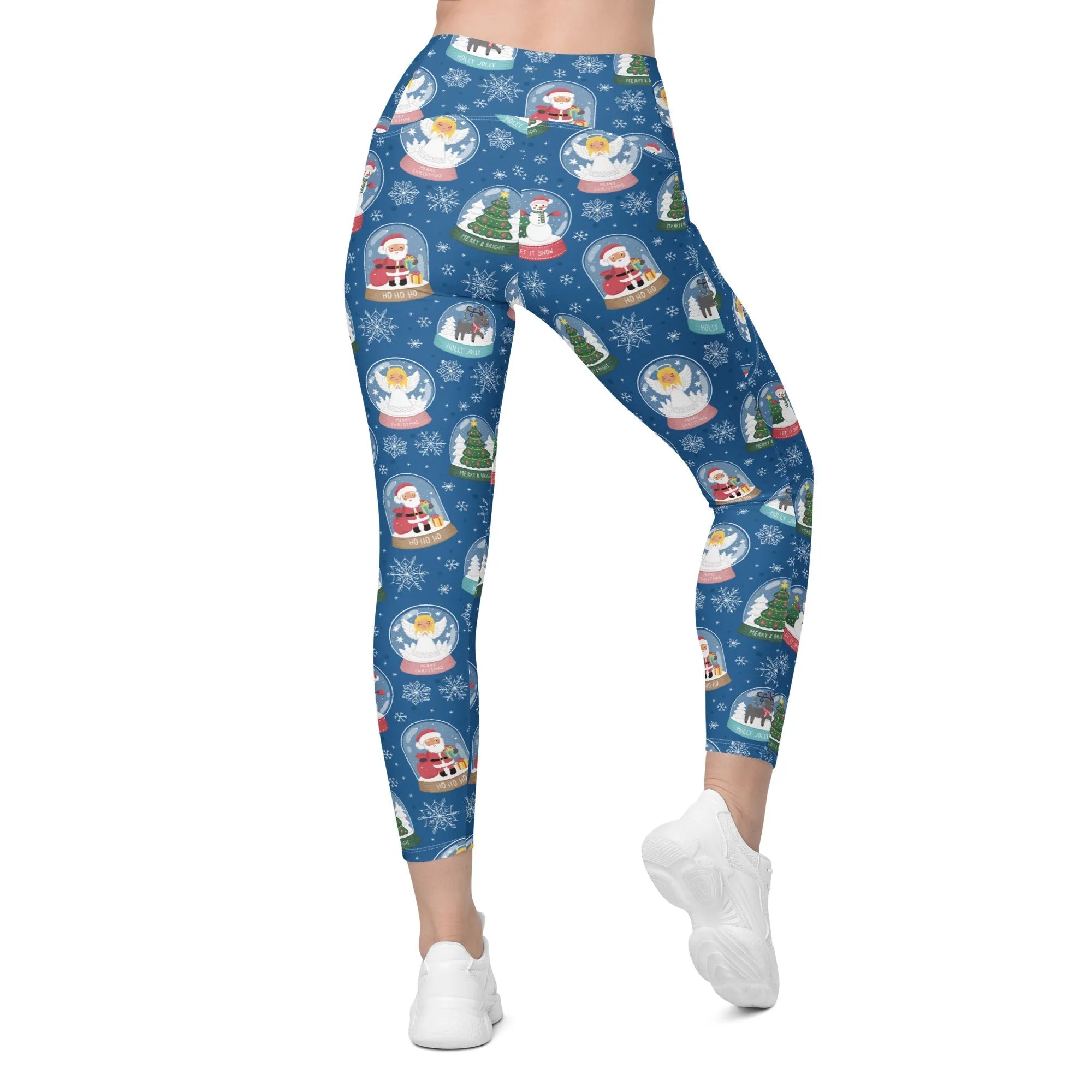 Snow Globe Pattern Crossover Leggings With Pockets