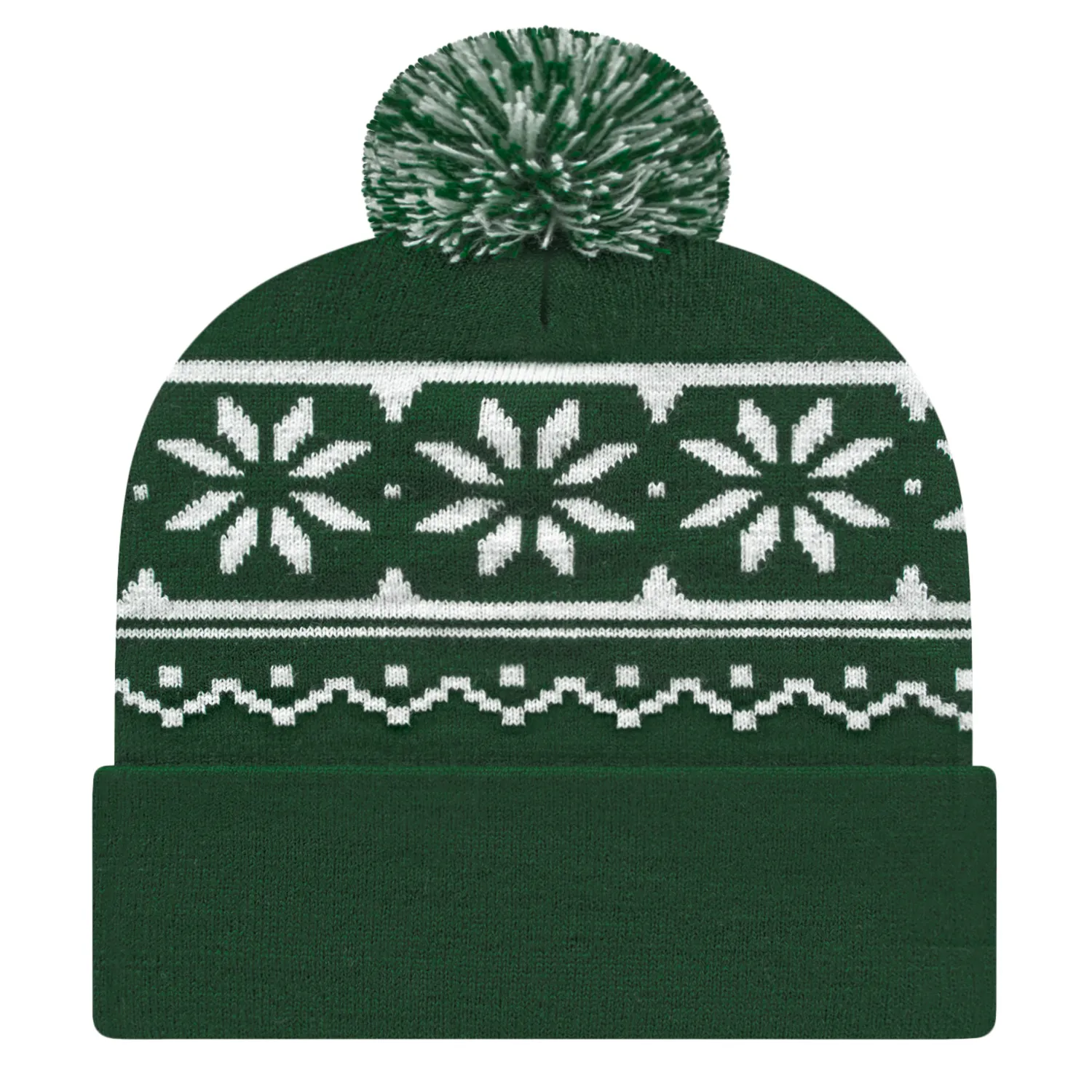 Snowflake Knit Cap with Cuff