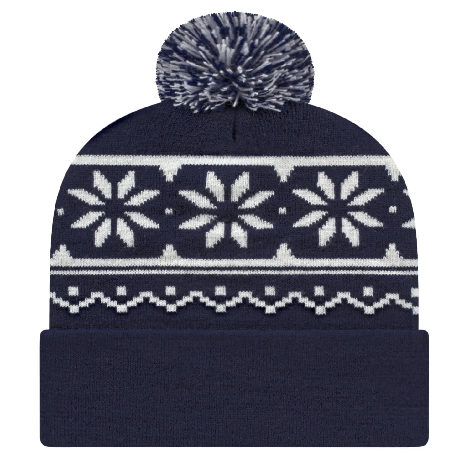 Snowflake Knit Cap with Cuff