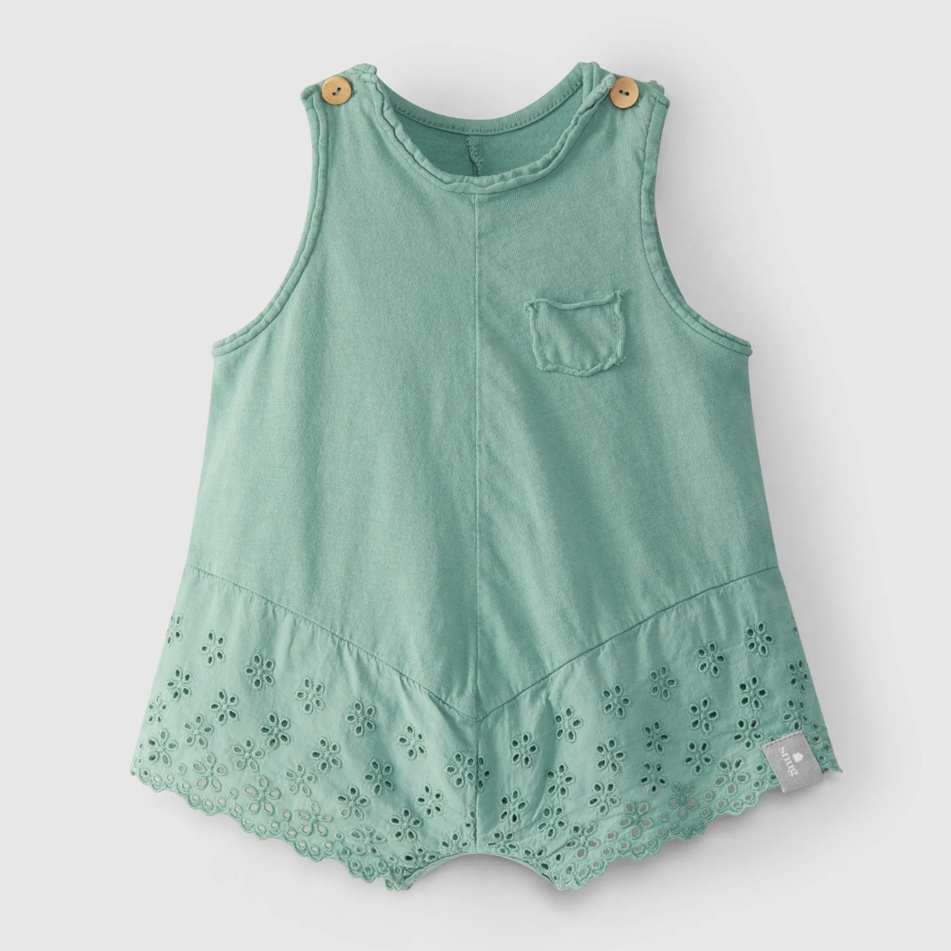 Snug (Portugal) - Embroidered Shortie Romper - Sea Green