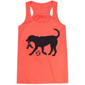 Soccer Flowy Racerback Tank Top - Soccer Dog - Black TRANSFER 