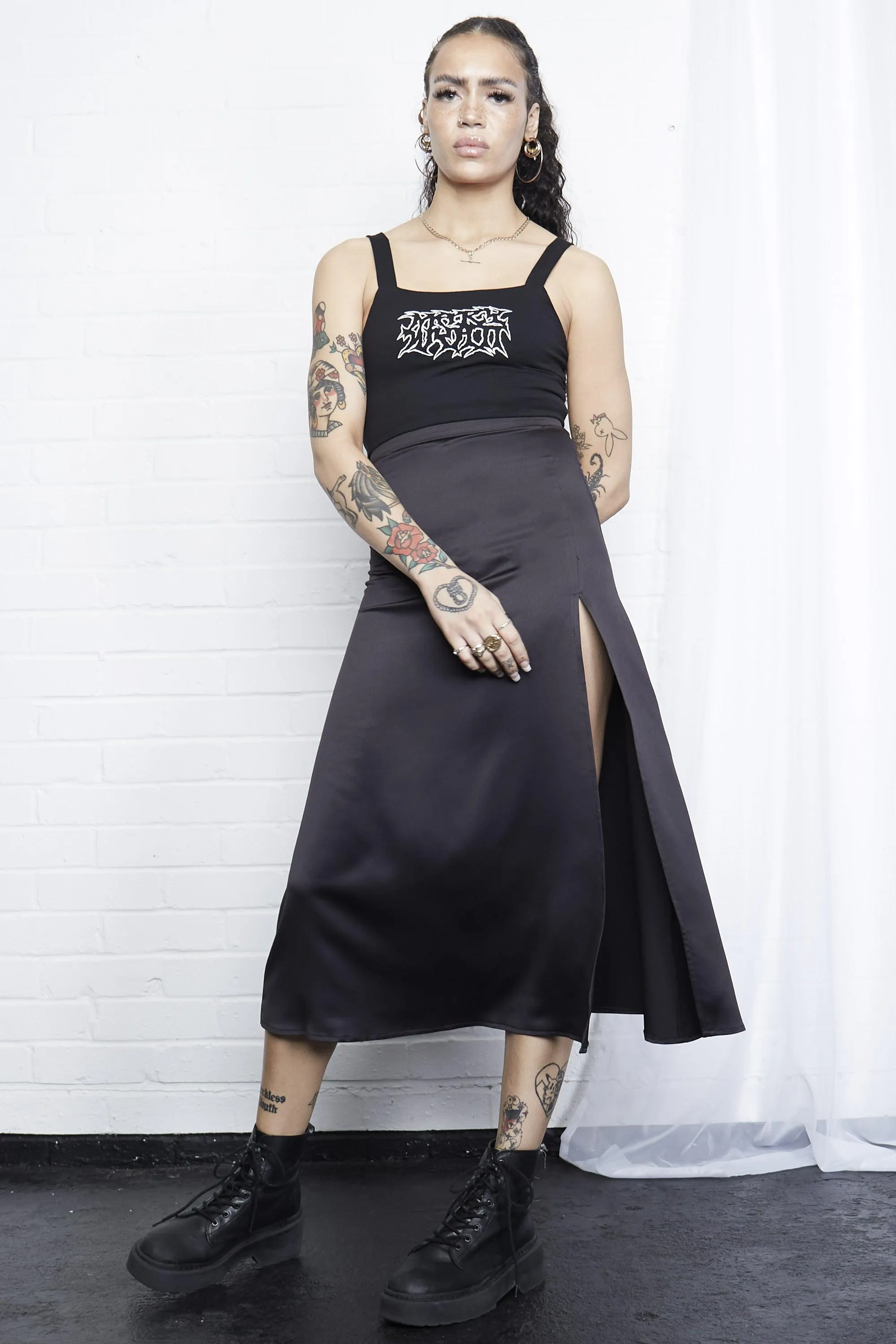 Sofia Satin Split Skirt