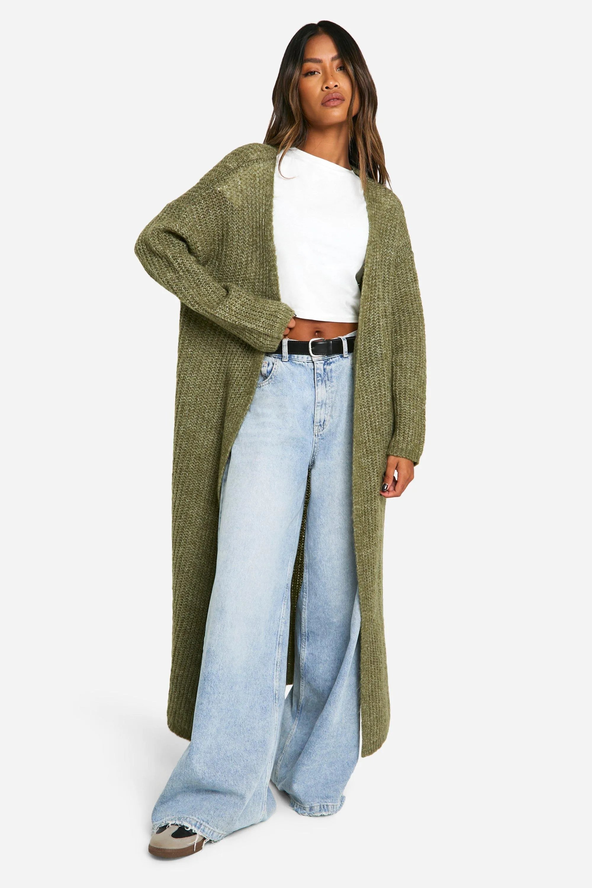 Soft Rib Knit Edge To Esge Maxi Cardigan