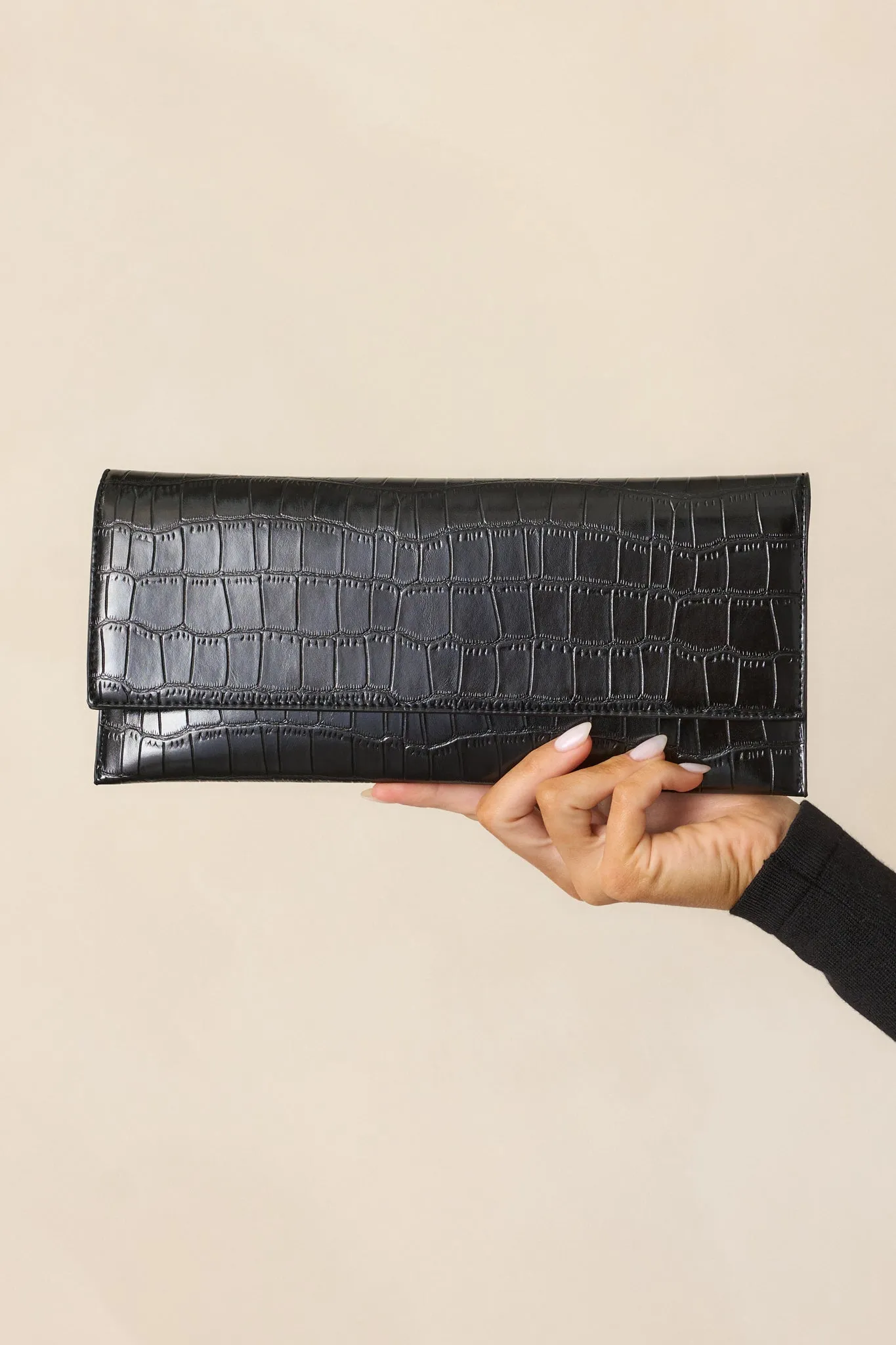 Spirit of Euphoria Black Faux Croc Clutch