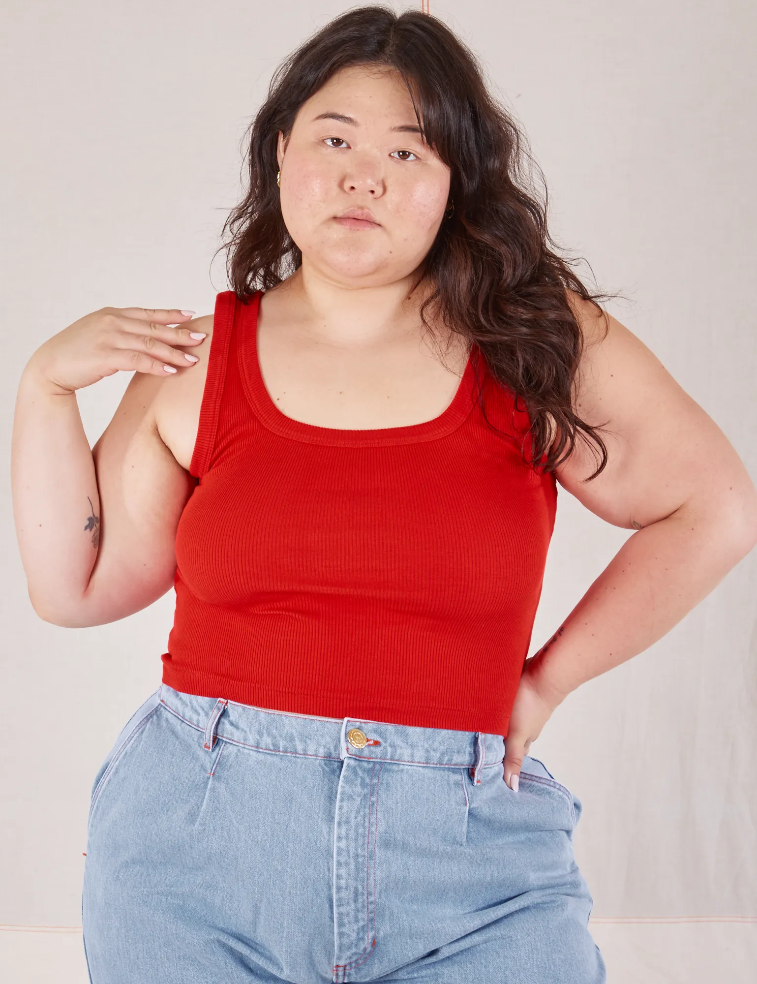 Square Neck Tank - Mustang Red