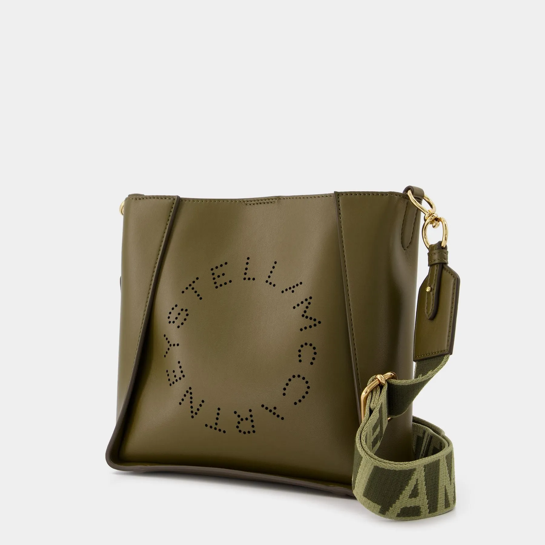 Stella McCartney  Logo Mini Crossbody in green synthetic leather
