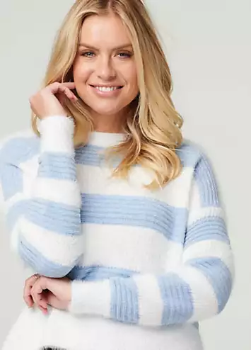 Striped Side Split Knit Pullover by Izabel London | Look Again