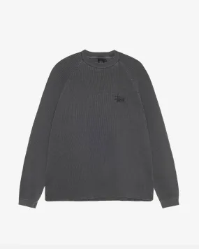Stüssy Men's Raglan Thermal Long Sleeve Crew  Washed Black