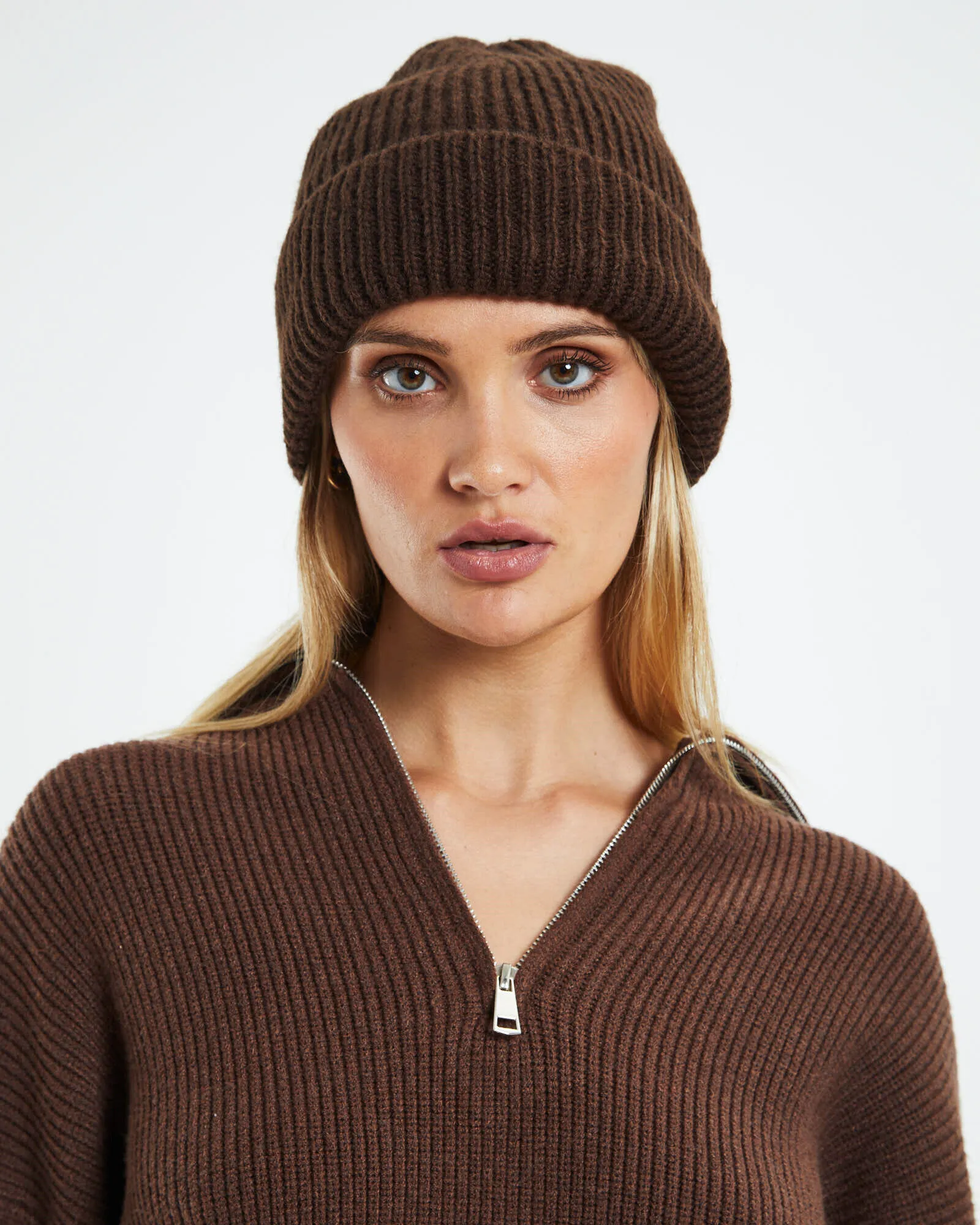Subtitled Bonnie Beanie Chocolate Brown