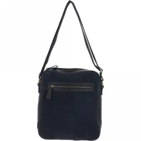 Suede and Leather Luxury Tablet Friendly Body Bag Navy: Dani