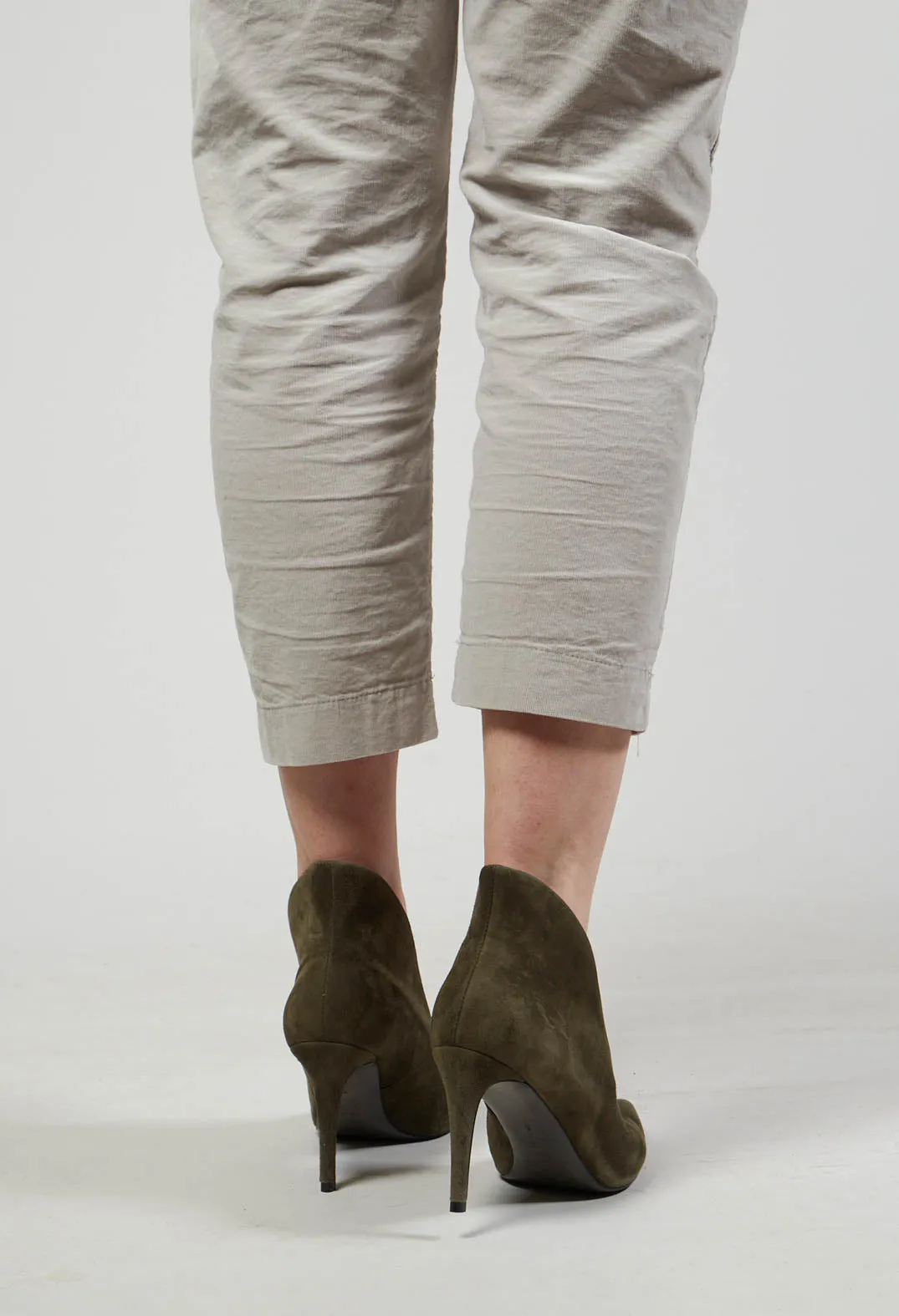 Suede Boot Style Heels in Army