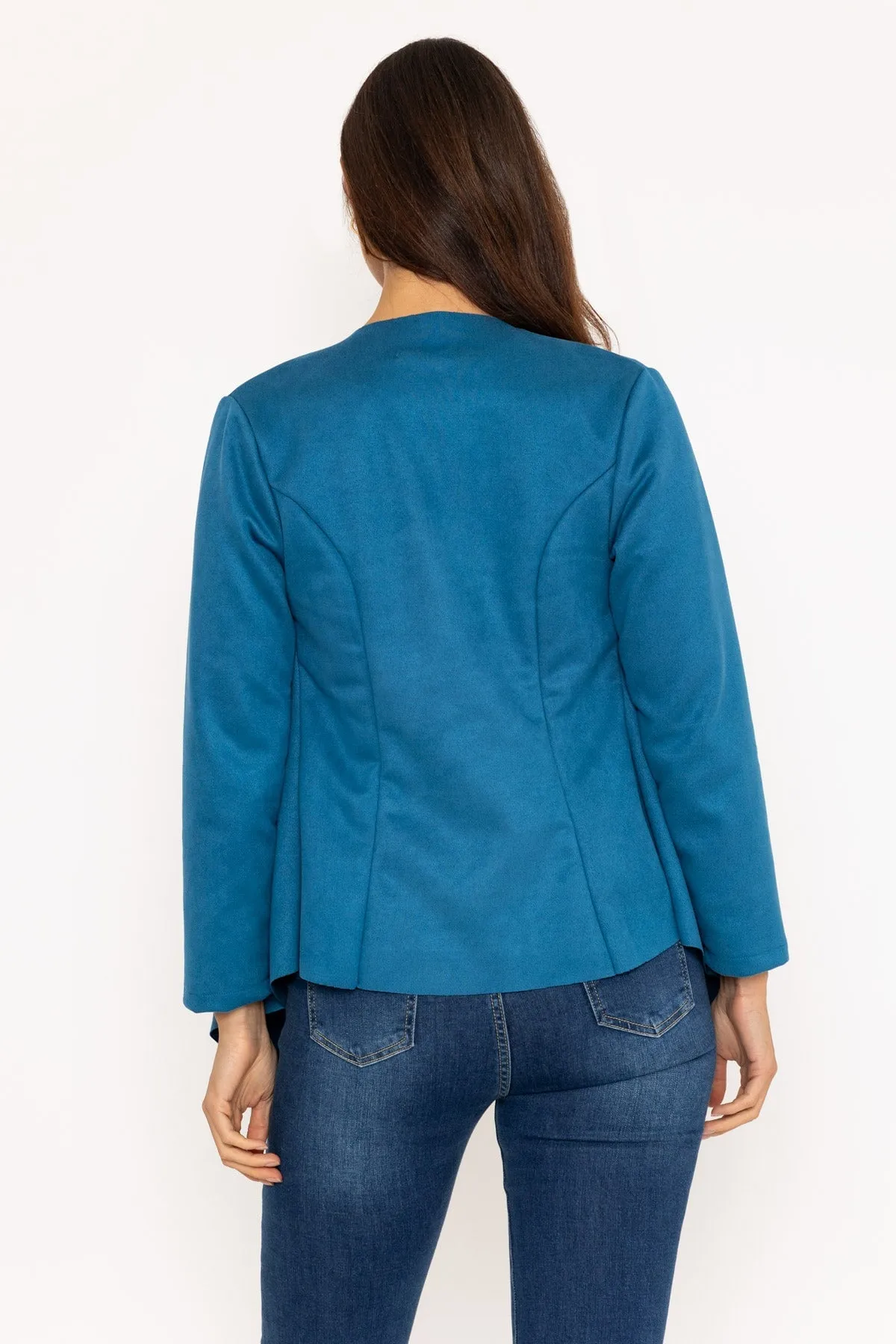 Suede Waterfall Jacket in Teal