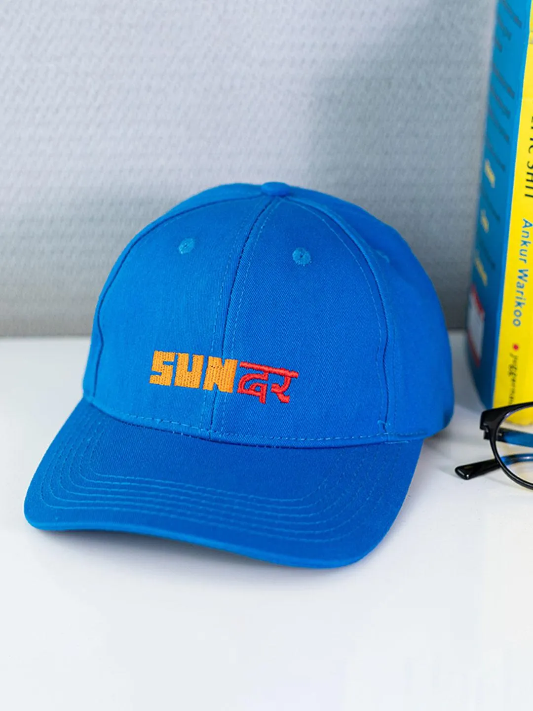 Sundar Embroidered Blue Free Size Unisex Baseball Caps