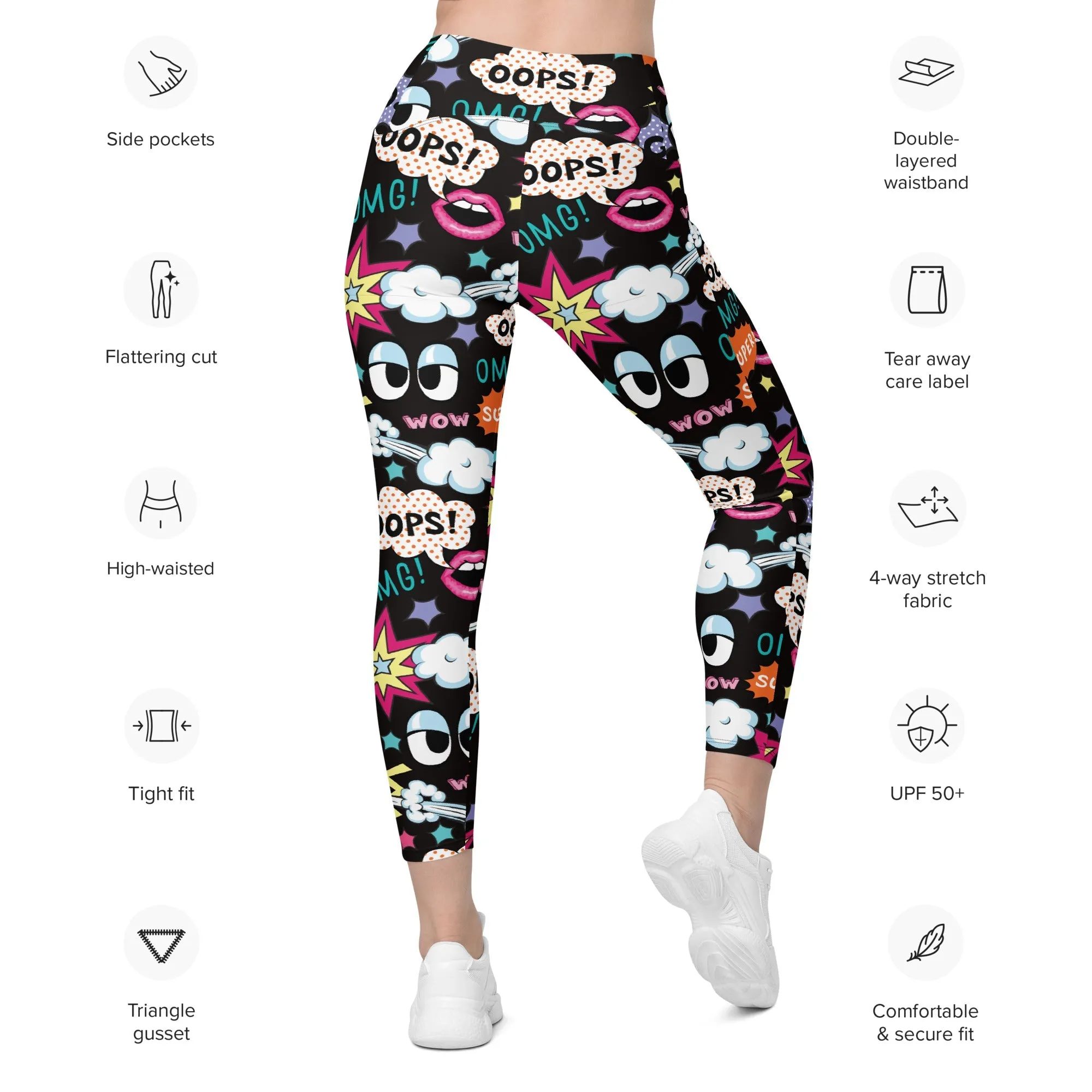 Super Cool Pop Art Leggings With Pockets